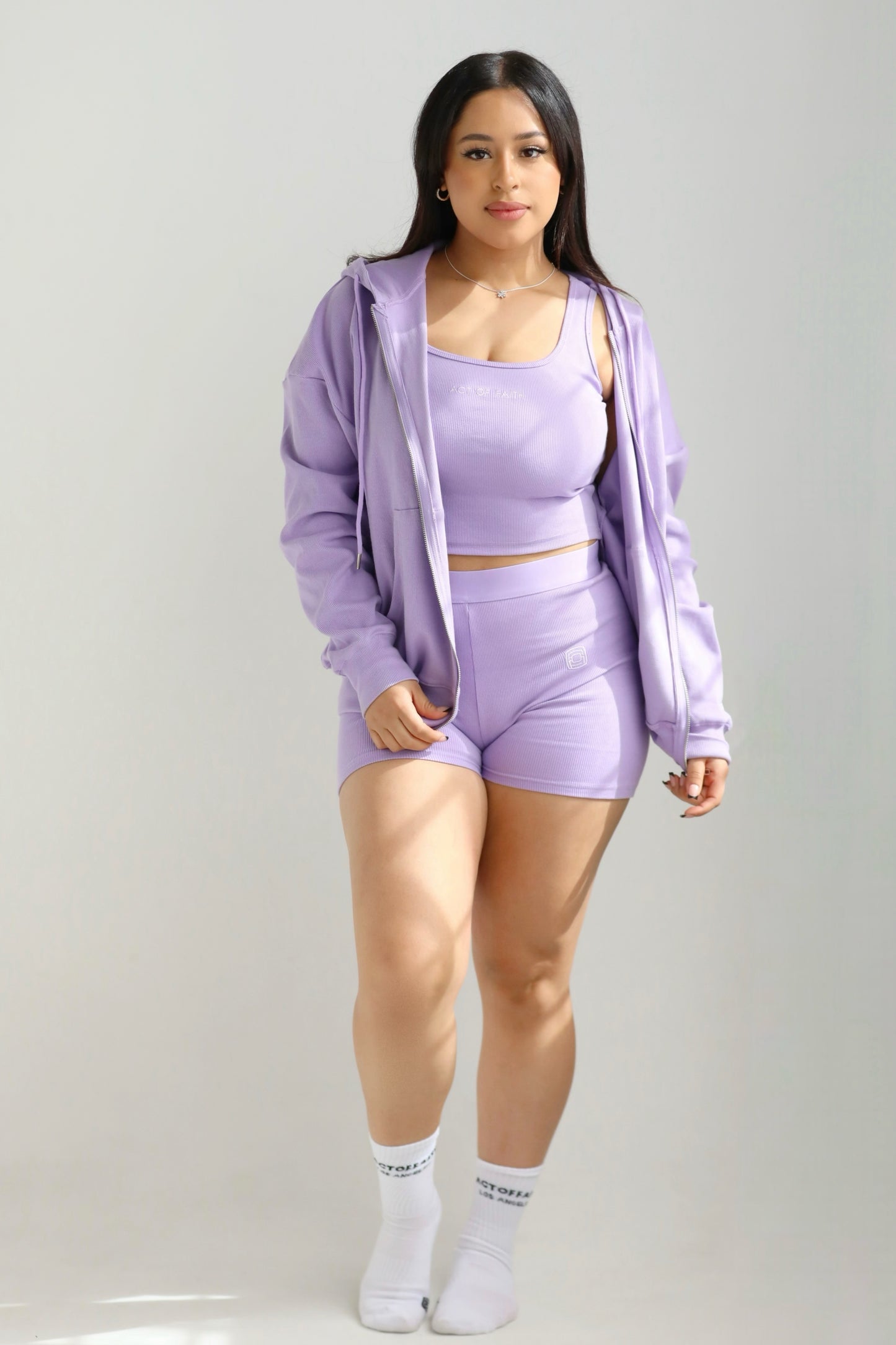 Zip Hoodie- Lilac