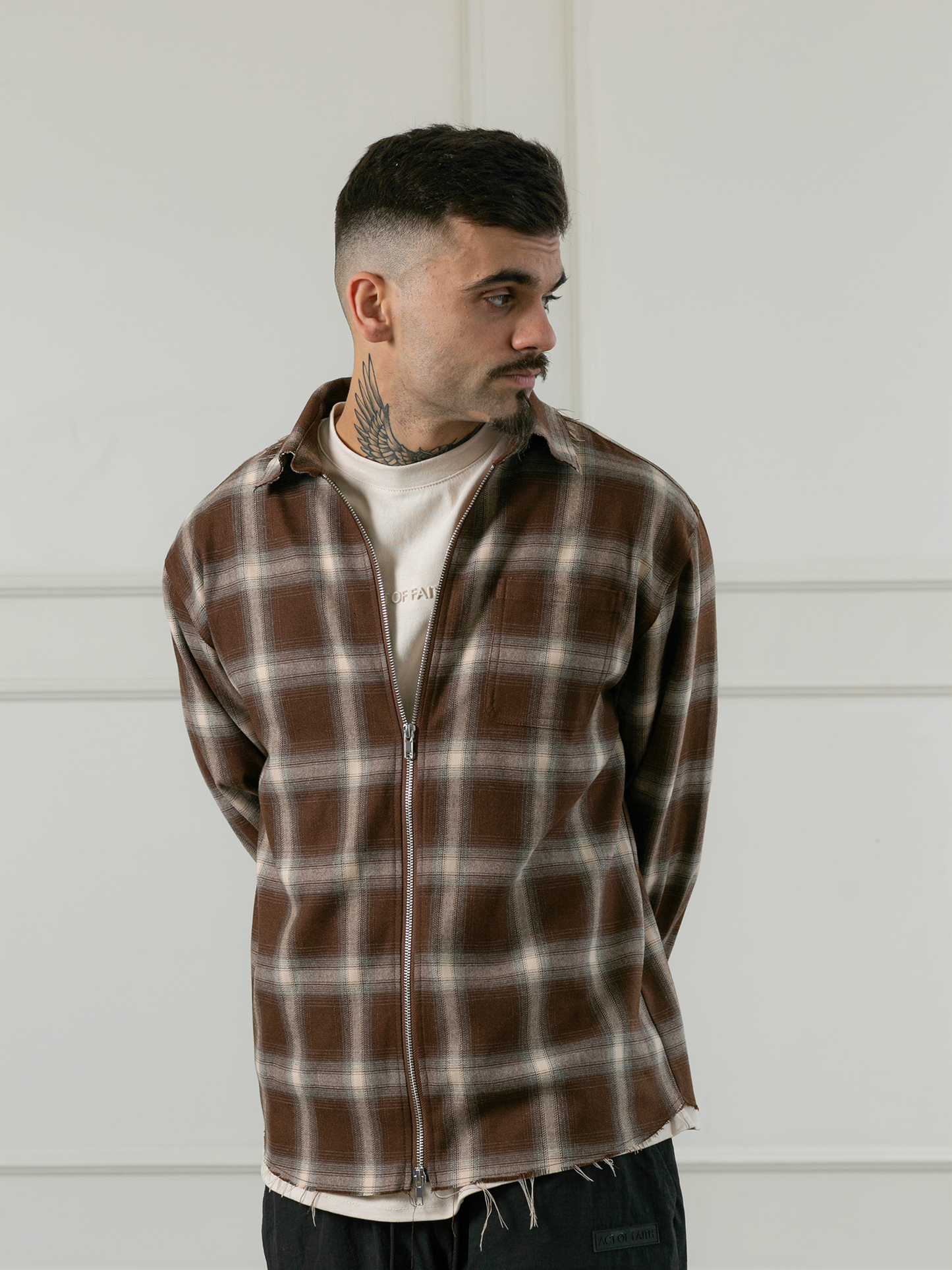 Shadow Plaid Flannel- Brown – ACT OF FAITH LA